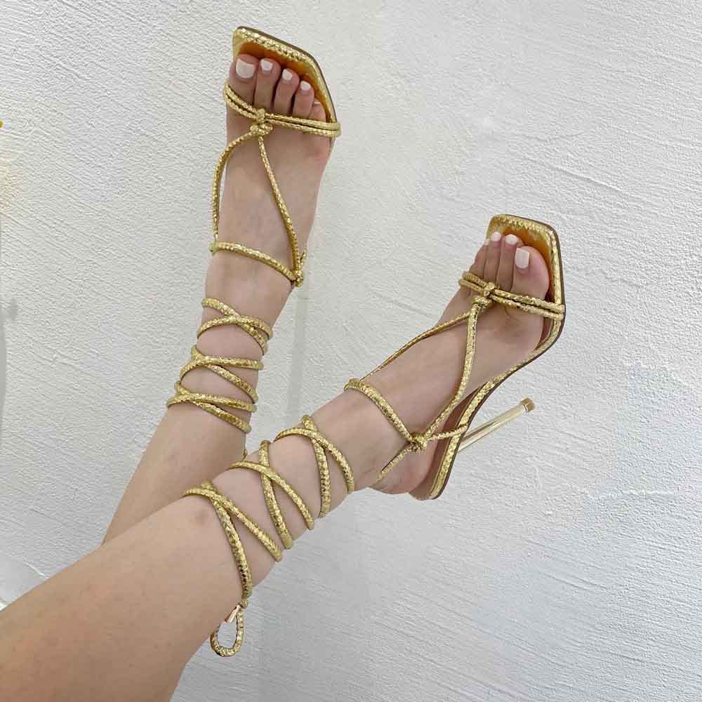 Lace Up Stiletto High Heels