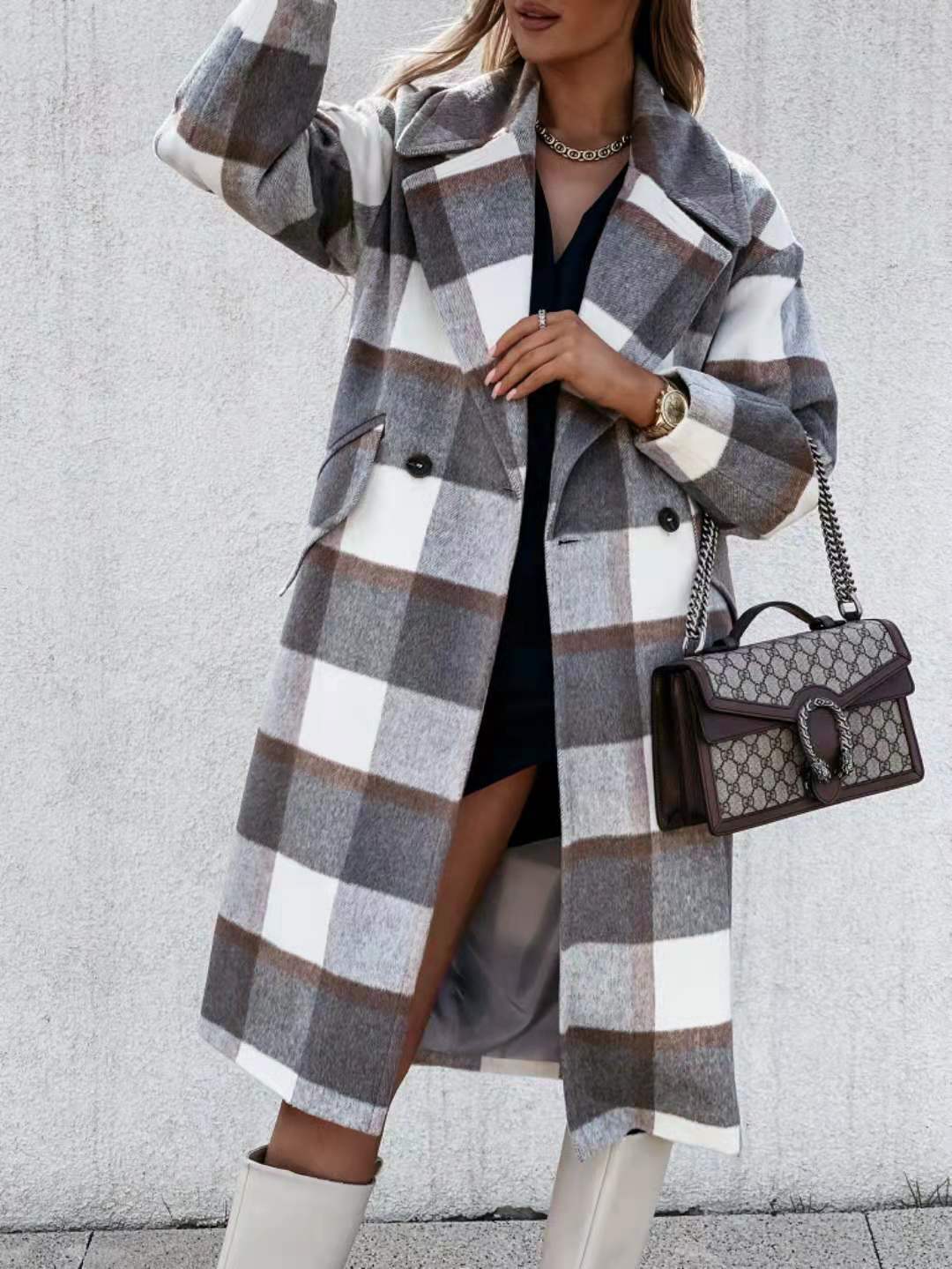 Checkered Wool Coat