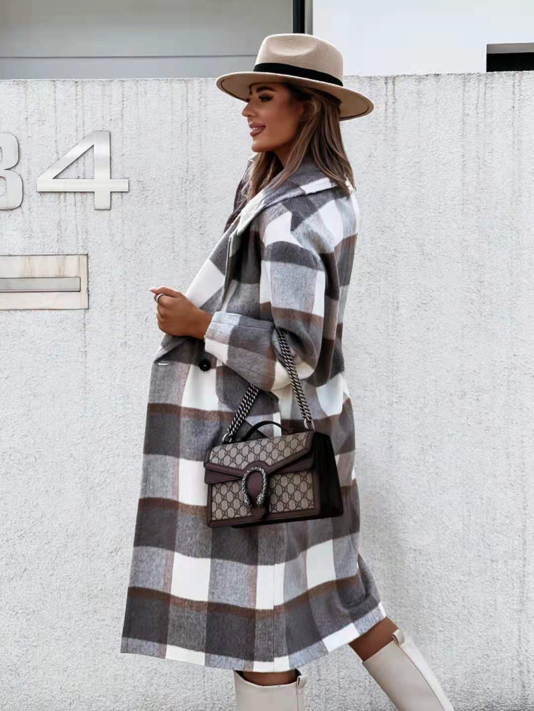 Checkered Wool Coat