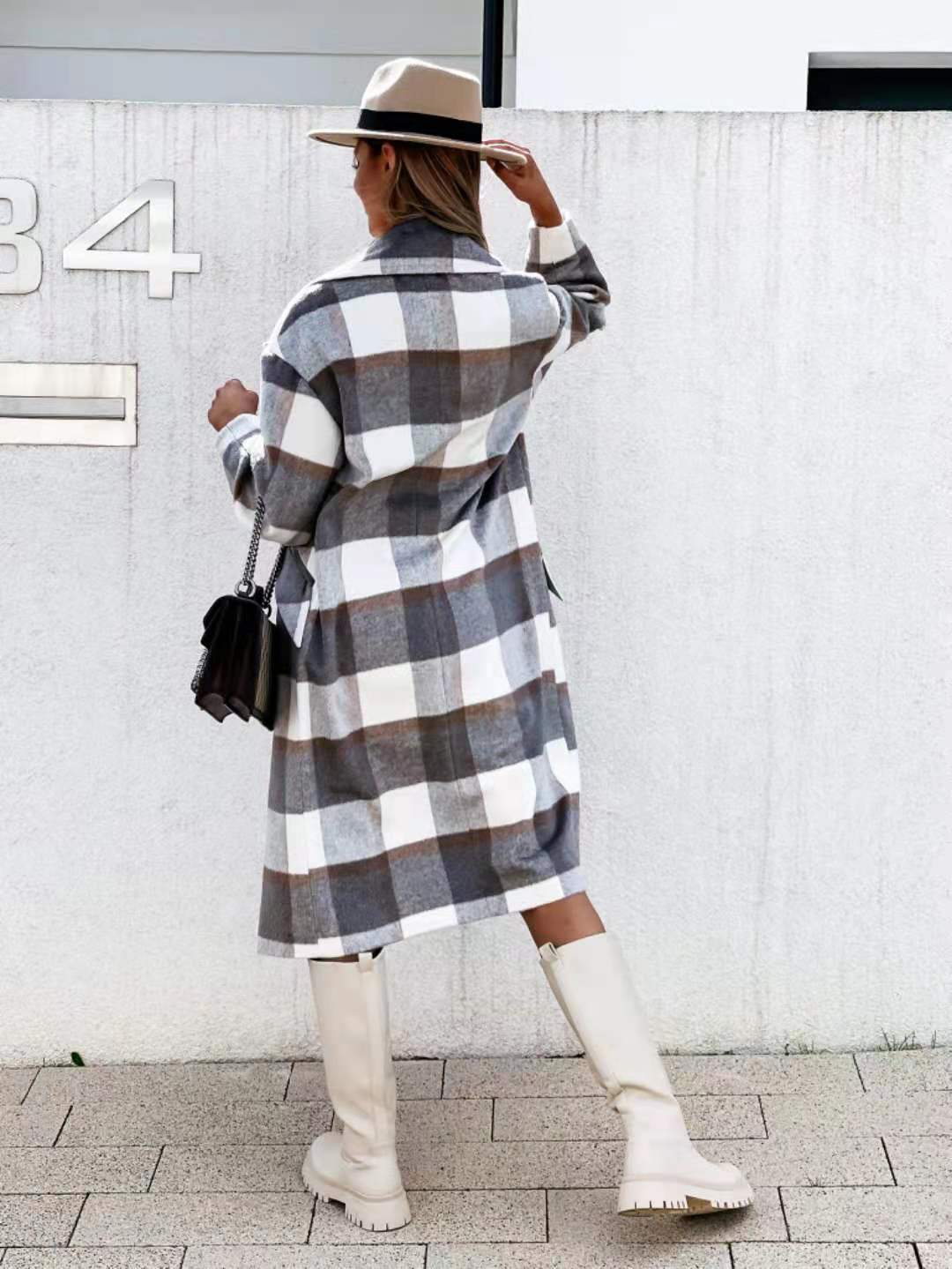 Checkered Wool Coat
