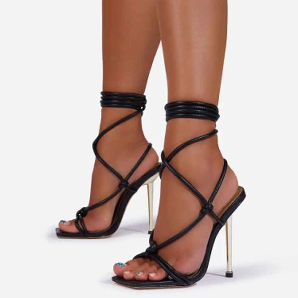 Lace Up Stiletto High Heels